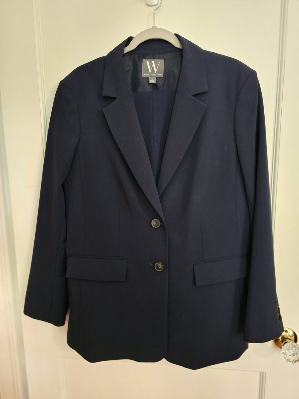 Worthington Women's Navy Blazer Jacket And Pant Suit Set L / 14